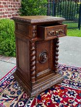 Load image into Gallery viewer, Antique French Side End Table Pedestal Cabinet BARLEY TWIST Oak Renaissance 19C