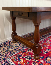 Load image into Gallery viewer, Antique French Country Farm Dining Table Farmhouse LARGE Drawer Oak 98"