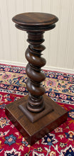 Load image into Gallery viewer, Antique PAIR French Louis XIII Barley Twist Pedestals Plant Stands Oak 33" T