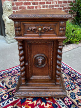 Load image into Gallery viewer, Antique French Side End Table Pedestal Cabinet BARLEY TWIST Oak Renaissance 19C