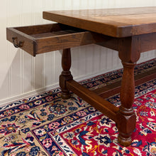 Load image into Gallery viewer, Antique French Country Farm Dining Table Farmhouse LARGE Drawer Oak 98"