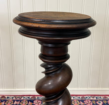 Load image into Gallery viewer, Antique PAIR French Louis XIII Barley Twist Pedestals Plant Stands Oak 33" T