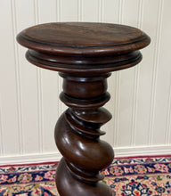 Load image into Gallery viewer, Antique PAIR French Louis XIII Barley Twist Pedestals Plant Stands Oak 33" T