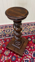 Load image into Gallery viewer, Antique PAIR French Louis XIII Barley Twist Pedestals Plant Stands Oak 33" T