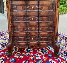 Load image into Gallery viewer, Antique French Cabinet Over Chest 4-Drawers Serpentine Carved Oak c. 1920s