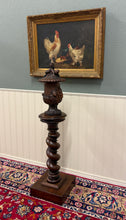 Load image into Gallery viewer, Antique PAIR French Louis XIII Barley Twist Pedestals Plant Stands Oak 33" T