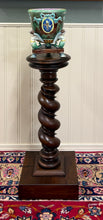 Load image into Gallery viewer, Antique PAIR French Louis XIII Barley Twist Pedestals Plant Stands Oak 33" T