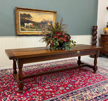 Load image into Gallery viewer, Antique French Country Farm Dining Table Farmhouse LARGE Drawer Oak 98"