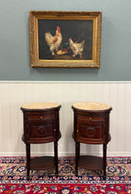 Load image into Gallery viewer, Antique PAIR French Louis XVI Style Marble Top NIghtstands End Tables c.1920s-30