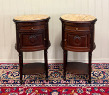Load image into Gallery viewer, Antique PAIR French Louis XVI Style Marble Top NIghtstands End Tables c.1920s-30