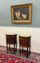 Load image into Gallery viewer, Antique PAIR French Louis XVI Style Marble Top NIghtstands End Tables c.1920s-30