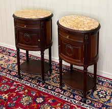 Load image into Gallery viewer, Antique PAIR French Louis XVI Style Marble Top NIghtstands End Tables c.1920s-30