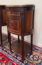 Load image into Gallery viewer, Antique PAIR French Louis XVI Style Marble Top NIghtstands End Tables c.1920s-30