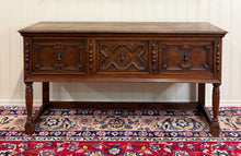 Load image into Gallery viewer, Antique English Jacobean Console Buffet Sideboard Sofa Table Oak c.1930s