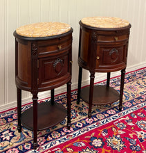 Load image into Gallery viewer, Antique PAIR French Louis XVI Style Marble Top NIghtstands End Tables c.1920s-30