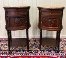 Load image into Gallery viewer, Antique PAIR French Louis XVI Style Marble Top NIghtstands End Tables c.1920s-30