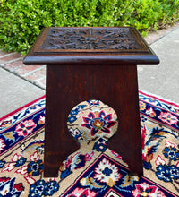 Load image into Gallery viewer, Antique English Footstool Bench Stool Carved Top Oak Rosette c. 1920s-30s