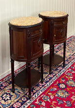 Load image into Gallery viewer, Antique PAIR French Louis XVI Style Marble Top NIghtstands End Tables c.1920s-30