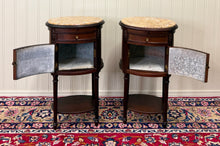 Load image into Gallery viewer, Antique PAIR French Louis XVI Style Marble Top NIghtstands End Tables c.1920s-30