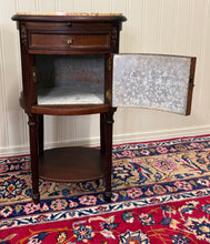 Load image into Gallery viewer, Antique PAIR French Louis XVI Style Marble Top NIghtstands End Tables c.1920s-30