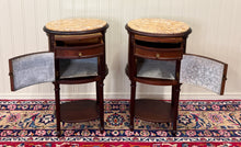 Load image into Gallery viewer, Antique PAIR French Louis XVI Style Marble Top NIghtstands End Tables c.1920s-30