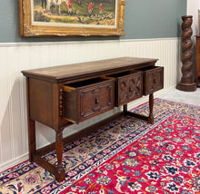 Load image into Gallery viewer, Antique English Jacobean Console Buffet Sideboard Sofa Table Oak c.1930s