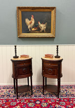 Load image into Gallery viewer, Antique PAIR French Louis XVI Style Marble Top NIghtstands End Tables c.1920s-30