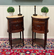 Load image into Gallery viewer, Antique PAIR French Louis XVI Style Marble Top NIghtstands End Tables c.1920s-30