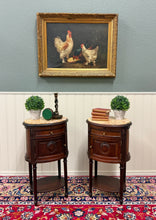 Load image into Gallery viewer, Antique PAIR French Louis XVI Style Marble Top NIghtstands End Tables c.1920s-30