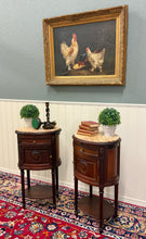 Load image into Gallery viewer, Antique PAIR French Louis XVI Style Marble Top NIghtstands End Tables c.1920s-30