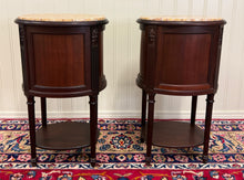 Load image into Gallery viewer, Antique PAIR French Louis XVI Style Marble Top NIghtstands End Tables c.1920s-30