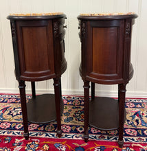Load image into Gallery viewer, Antique PAIR French Louis XVI Style Marble Top NIghtstands End Tables c.1920s-30
