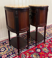 Load image into Gallery viewer, Antique PAIR French Louis XVI Style Marble Top NIghtstands End Tables c.1920s-30