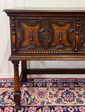 Load image into Gallery viewer, Antique English Jacobean Sideboard Server Entry Sofa Table Oak c.1920s-30s