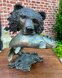 Mark Hopkins Bronze Fishing Grizzly Bear Rainbow Trout #98/450 Sculpture