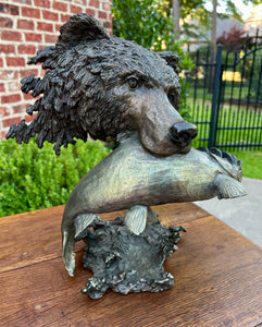 Mark Hopkins Bronze Fishing Grizzly Bear Rainbow Trout #98/450 Sculpture