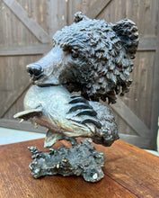 Load image into Gallery viewer, Mark Hopkins Bronze Fishing Grizzly Bear Rainbow Trout #98/450 Sculpture