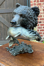Load image into Gallery viewer, Mark Hopkins Bronze Fishing Grizzly Bear Rainbow Trout #98/450 Sculpture