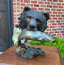 Load image into Gallery viewer, Mark Hopkins Bronze Fishing Grizzly Bear Rainbow Trout #98/450 Sculpture