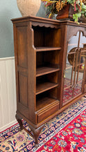 Load image into Gallery viewer, Antique English Bookcase Bookshelf Cabinet Glass Oak Queen Anne Legs 1920s-30s