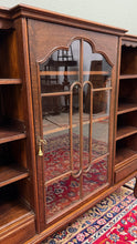 Load image into Gallery viewer, Antique English Bookcase Bookshelf Cabinet Glass Oak Queen Anne Legs 1920s-30s