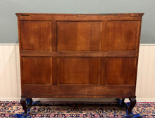 Load image into Gallery viewer, Antique English Bookcase Bookshelf Cabinet Glass Oak Queen Anne Legs 1920s-30s