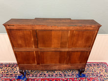 Load image into Gallery viewer, Antique English Bookcase Bookshelf Cabinet Glass Oak Queen Anne Legs 1920s-30s