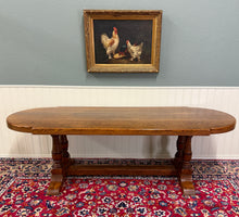 Load image into Gallery viewer, Antique French Country Dining Table Farmhouse Double Baluster Honey Oak 1930s