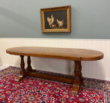 Load image into Gallery viewer, Antique French Country Dining Table Farmhouse Double Baluster Honey Oak 1930s