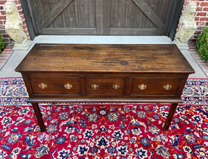 Antique English Georgian Sofa Table Entry Table Console 3 Drawers Oak 19th C