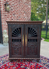 Load image into Gallery viewer, Antique French Breton Cabinet Cupboard Storage Bookcase Entry Carved Oak 19th C