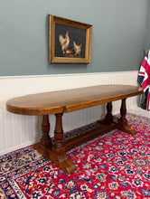 Load image into Gallery viewer, Antique French Country Dining Table Farmhouse Double Baluster Honey Oak 1930s