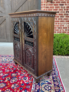 Antique French Breton Cabinet Cupboard Storage Bookcase Entry Carved Oak 19th C