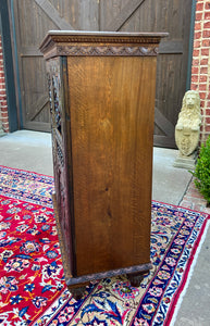 Antique French Breton Cabinet Cupboard Storage Bookcase Entry Carved Oak 19th C